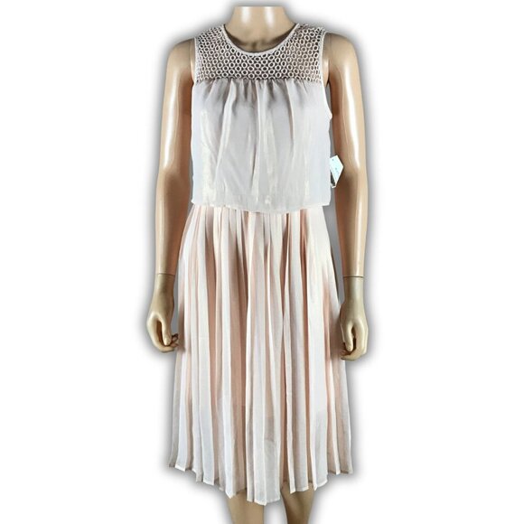 MAISON JULES Crochet-Yoke Pink Shimmer Dress NWT SMALL - Picture 1 of 9